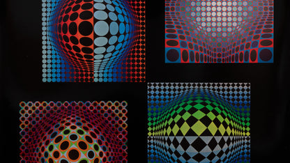 Victor VASARELY : VEGA NOIR WA23 OND - Héliogravure