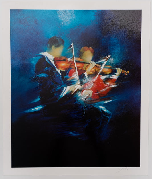 Victor SPAHN : Concert duo de violonistes - Sérigraphie originale signée