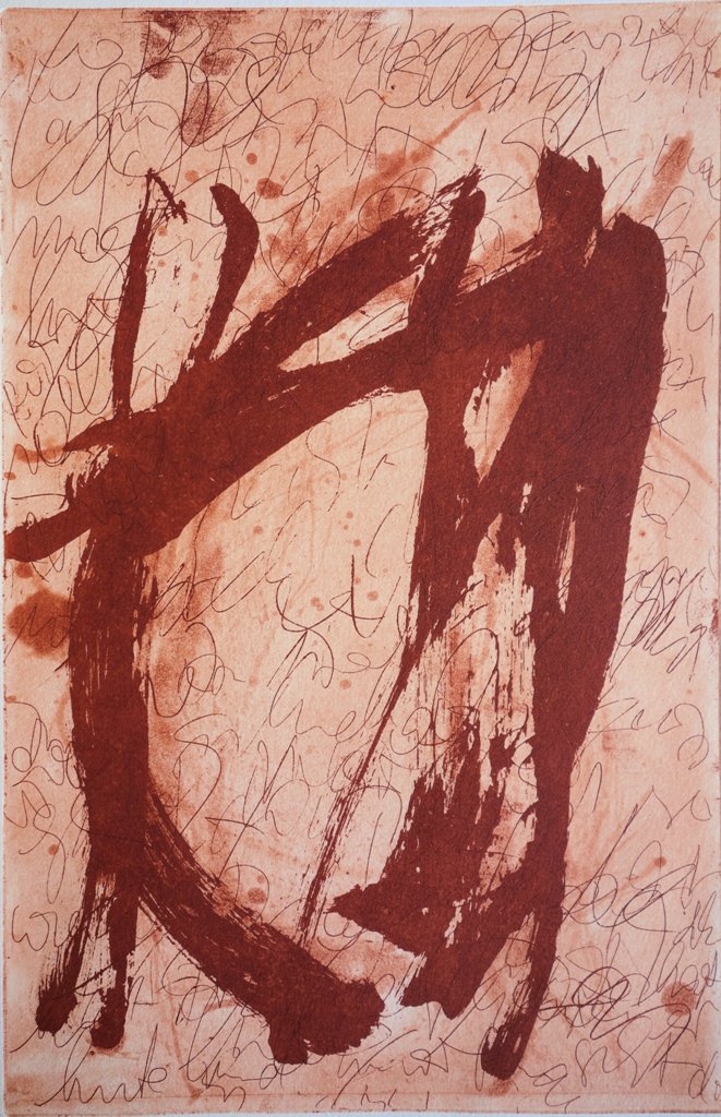 E.ABELE : Composition abstraite - Gravure originale signée