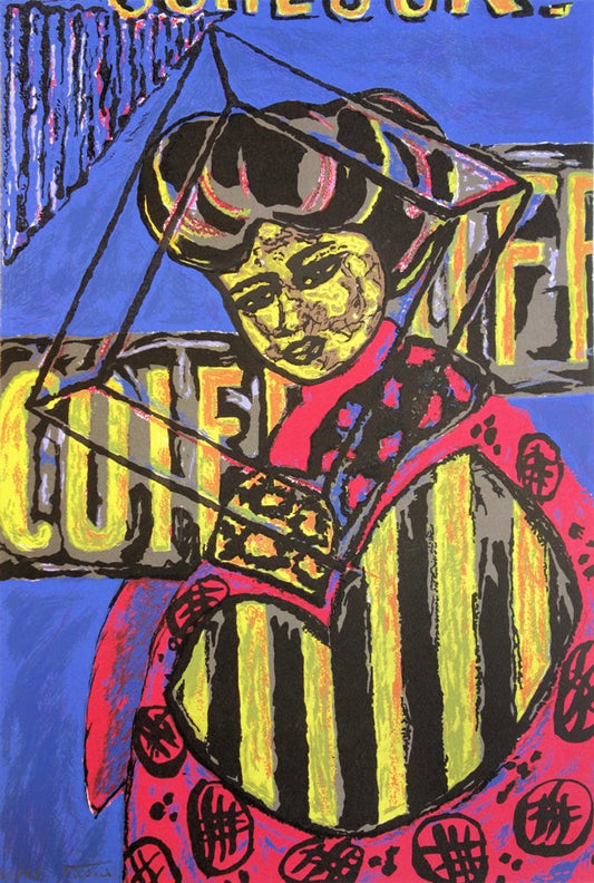 Hakim TOUNSI : Salon de coiffure - Lithographie originale signée
