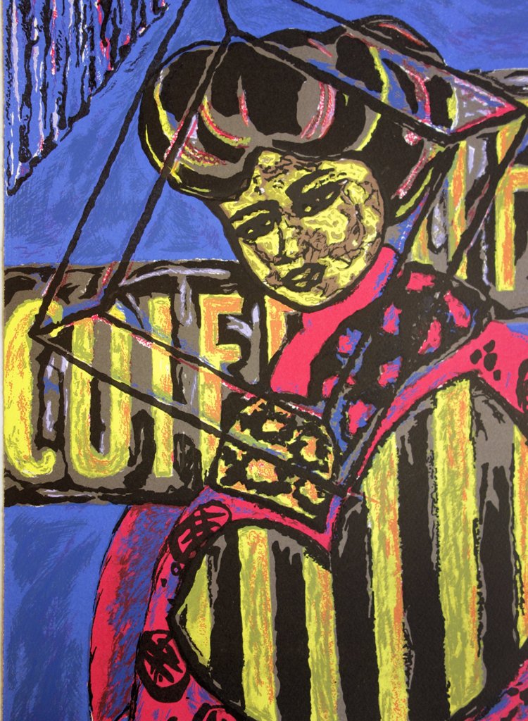 Hakim TOUNSI : Salon de coiffure - Lithographie originale signée