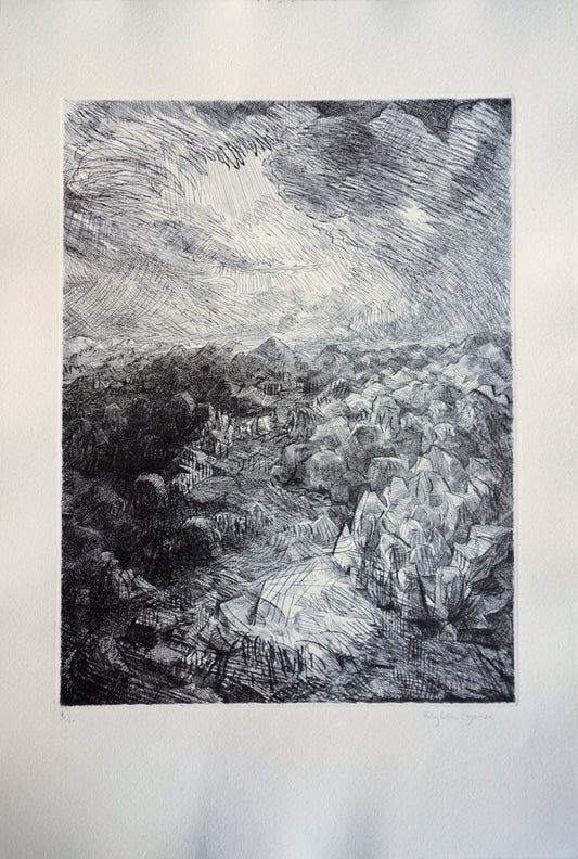 Henry William SINGER : Alpilles - Gravure originale signée