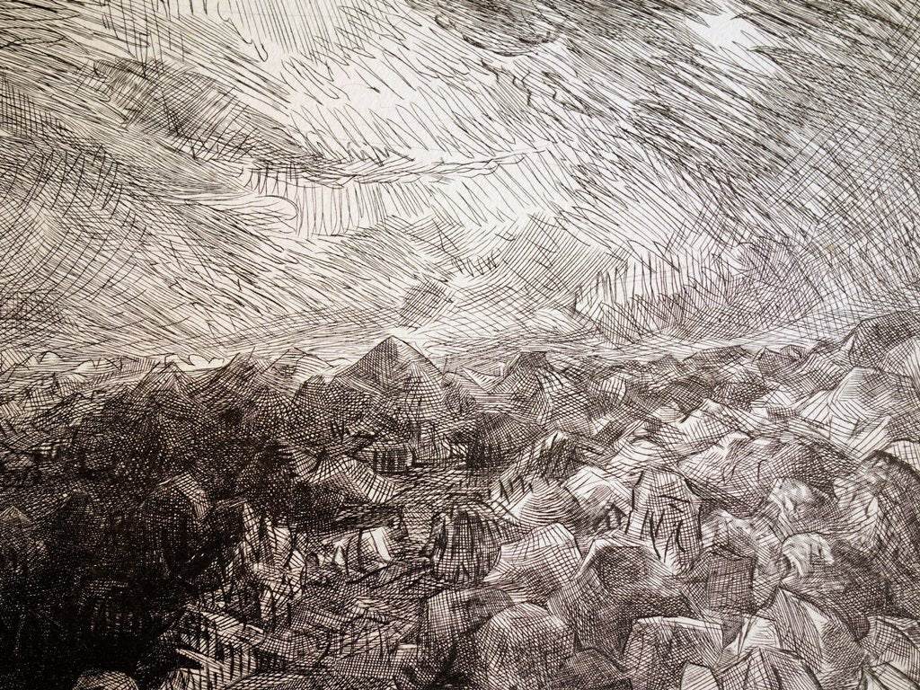 Henry William SINGER : Alpilles - Gravure originale signée