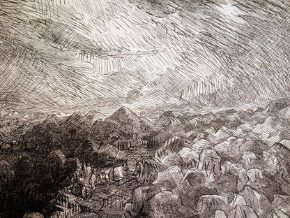 Henry William SINGER : Alpilles - Gravure originale signée