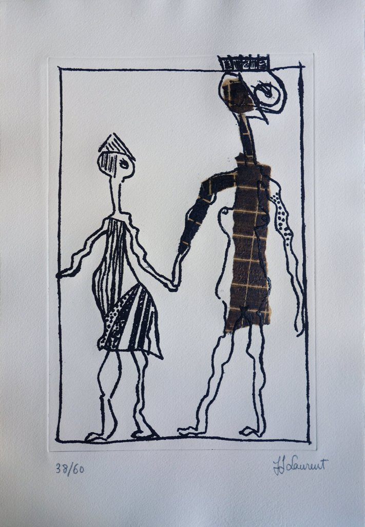 Jean Jacques LAURENT : Les amoureux de Nice - Gravure originale signée