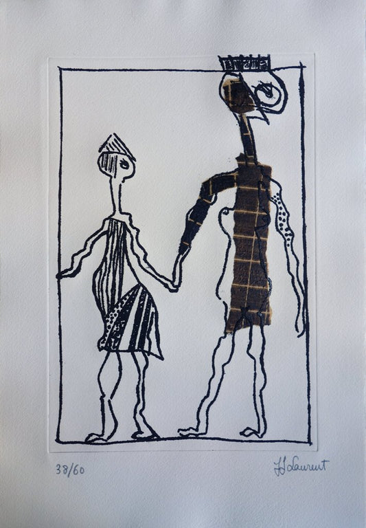 Jean Jacques LAURENT : Les amoureux de Nice - Gravure originale signée