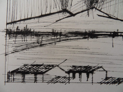 Bernard BUFFET : Le volcan du Vésuve - Gravure originale