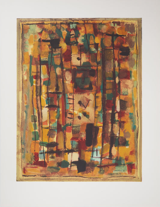 Roger BISSIERE : Composition abstraite - Lithographie signée