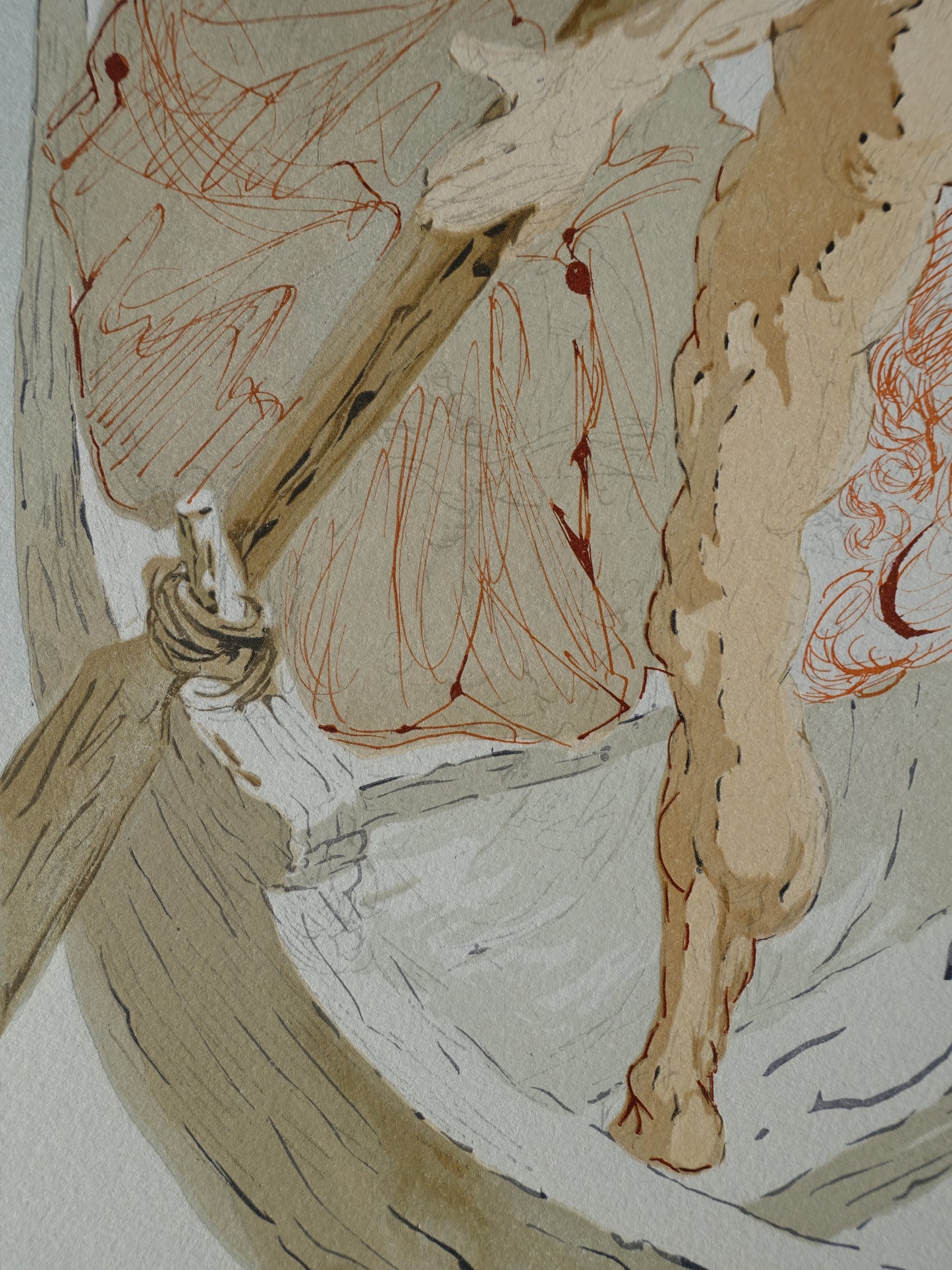 Salvador DALI : Charon et le passage de l'Achéron - Bois gravé original