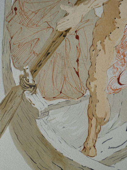 Salvador DALI : Charon et le passage de l'Achéron - Bois gravé original