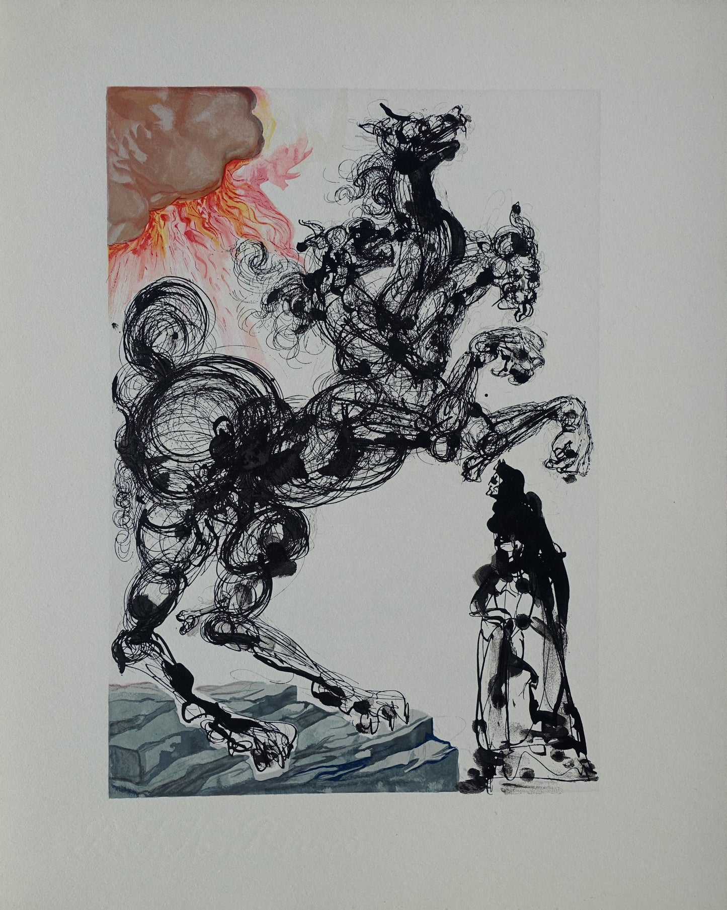 Salvador DALI : Cerbère - Bois gravé original