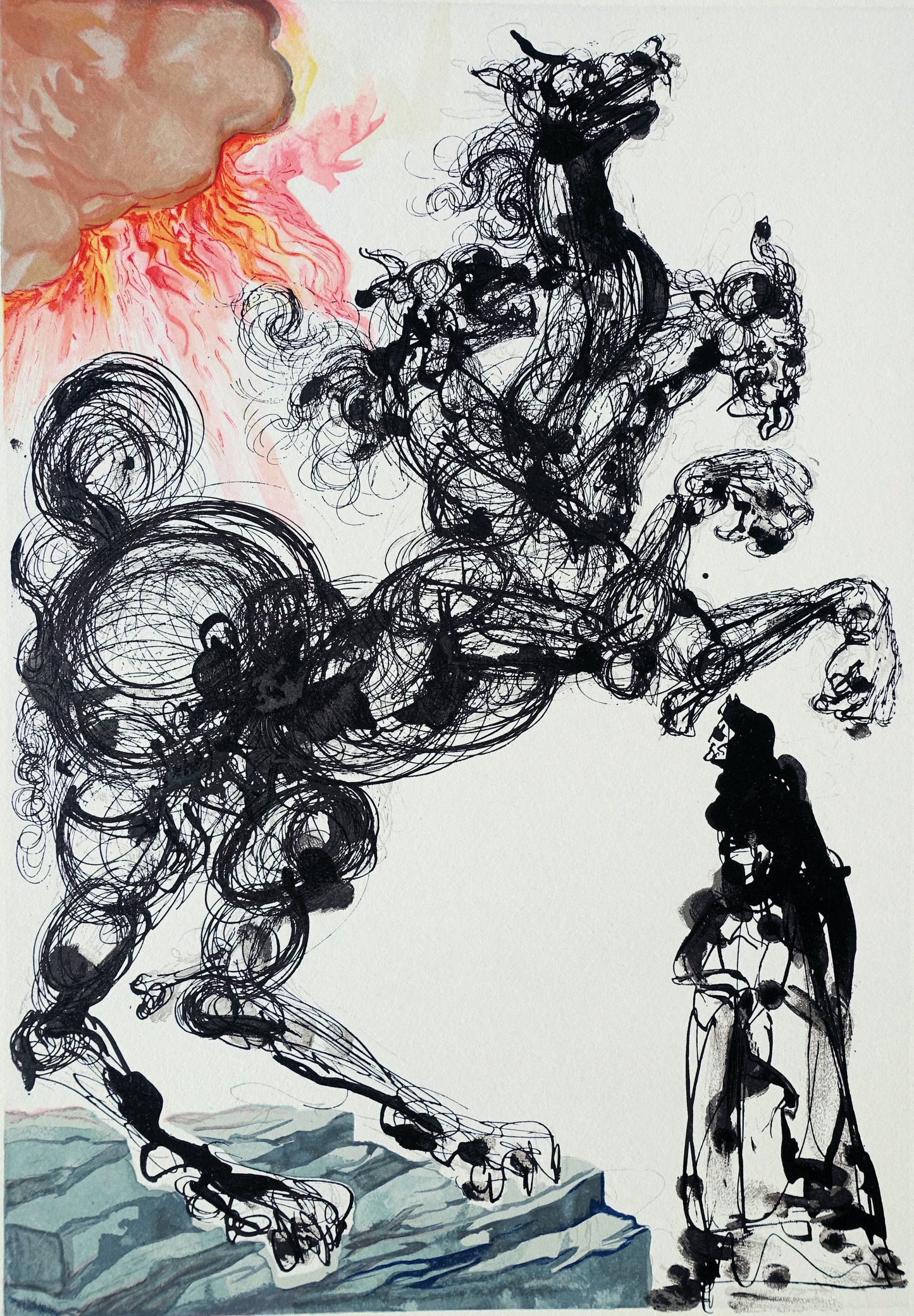 Salvador DALI : Cerbère - Bois gravé original