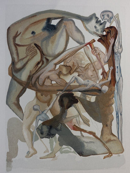 Salvador DALI : Au bord du septième cercle - Bois gravé original