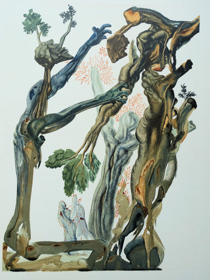 Salvador DALI : La forêt des suicidés - Bois gravé original