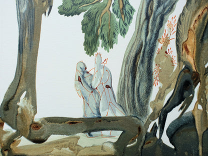 Salvador DALI : La forêt des suicidés - Bois gravé original
