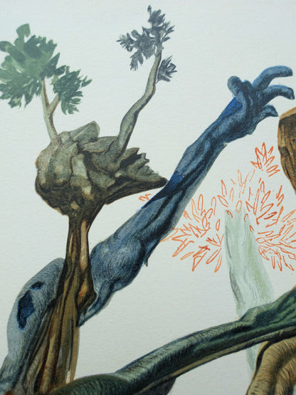 Salvador DALI : La forêt des suicidés - Bois gravé original