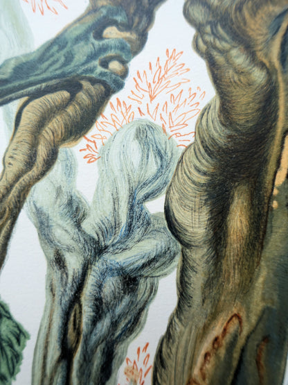 Salvador DALI : La forêt des suicidés - Bois gravé original