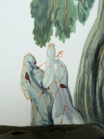 Salvador DALI : La forêt des suicidés - Bois gravé original