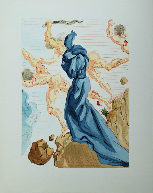 Salvador DALI : Les margelles de Phlégéthon - Bois gravé original