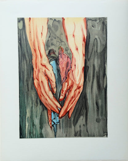 Salvador DALI : La montée de Géryon - Bois gravé original