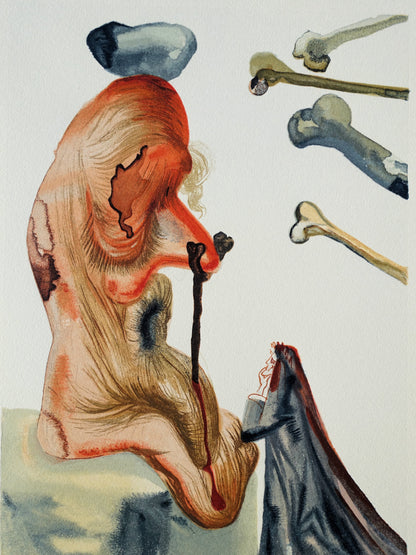 Salvador DALI : Les Trompeurs - Bois gravé original