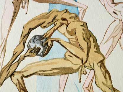 Salvador DALI : Les Simoniaques - Bois gravé original