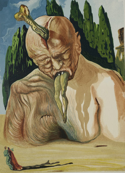 Salvador DALI : Le diable logicien - Bois gravé original