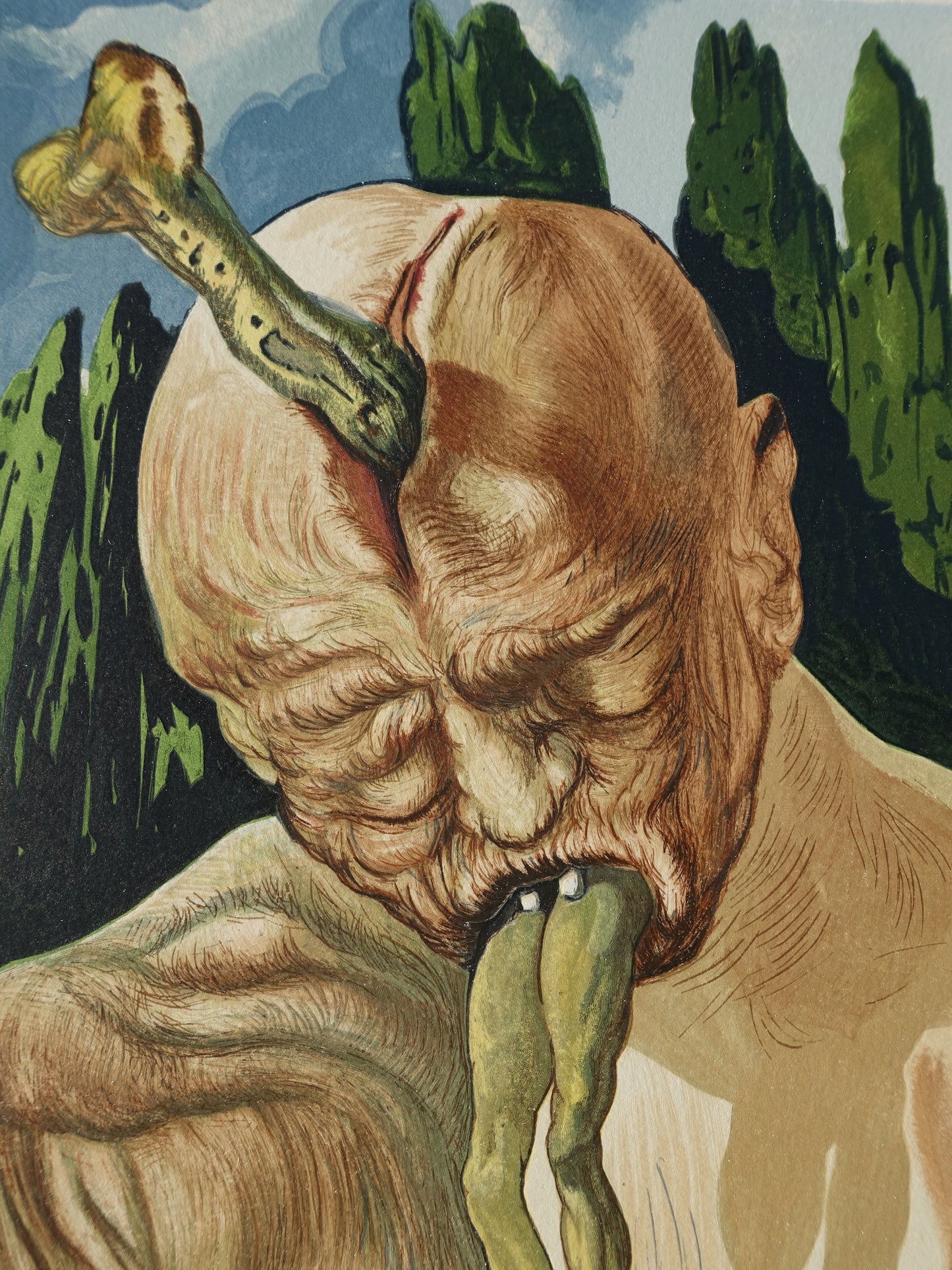 Salvador DALI : Le diable logicien - Bois gravé original