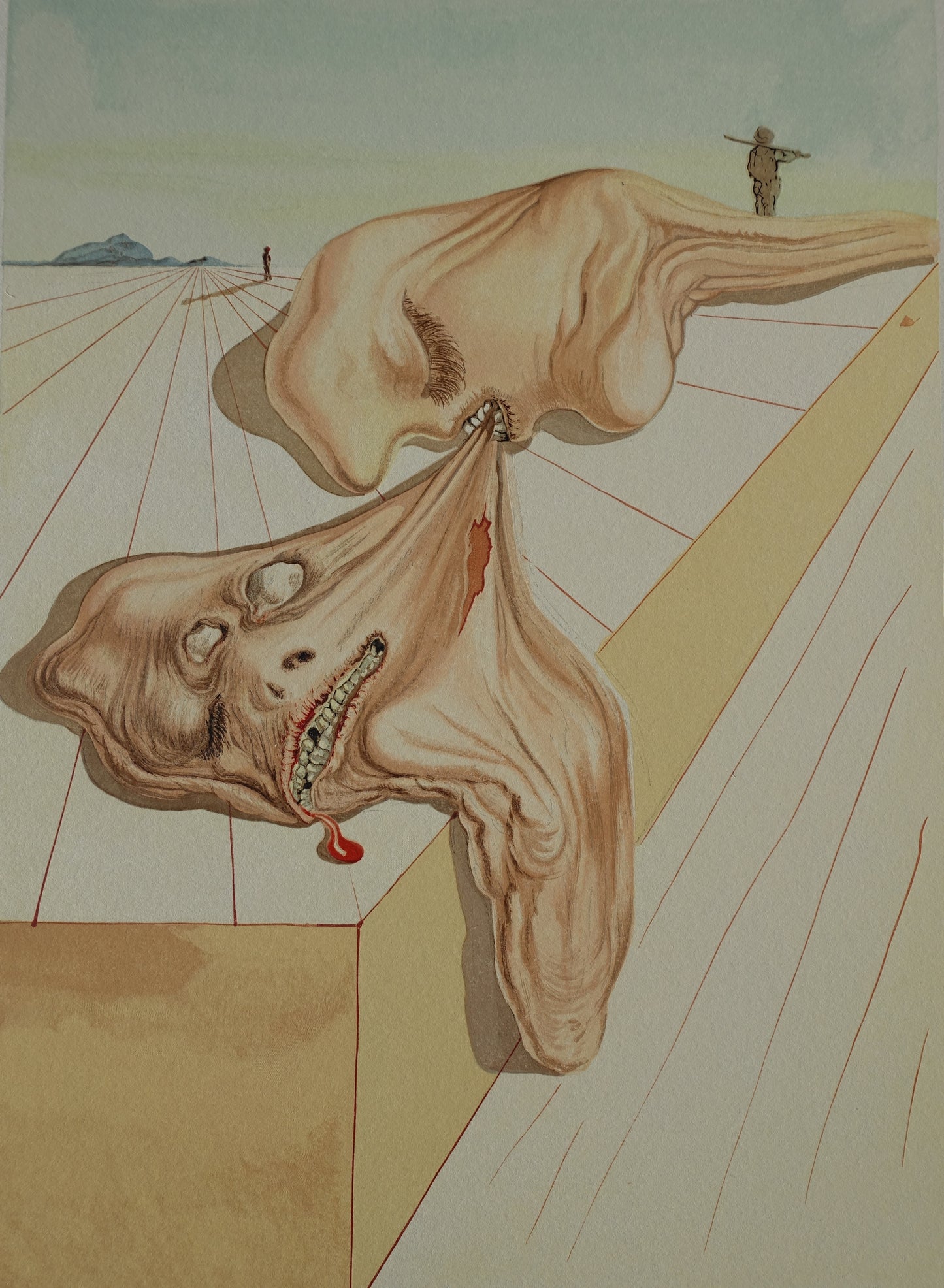 Salvador DALI : Les hommes qui s'entre dévorent - Bois gravé original