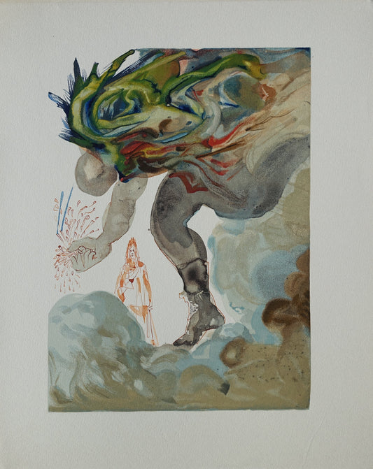 Salvador DALI : Les Géants - Bois gravé original