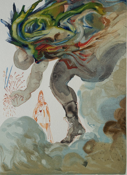 Salvador DALI : Les Géants - Bois gravé original