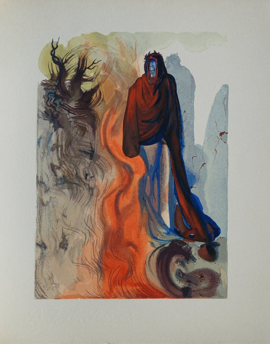 Salvador DALI : La Cascade de Flagétonte - Bois gravé original