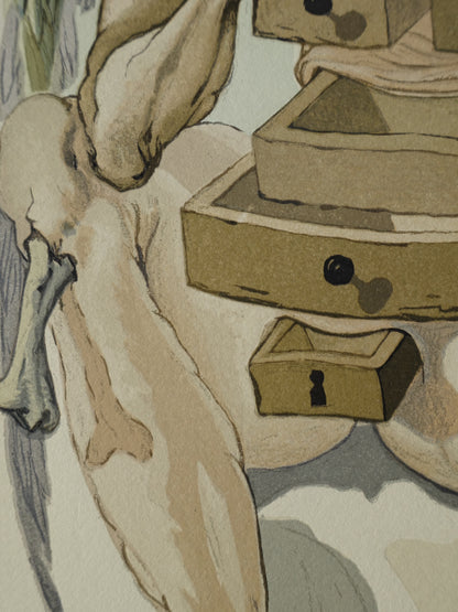 Salvador DALI : L'ange déchu - Bois gravé original