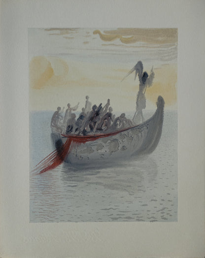 Salvador DALI : La barque du nocher - Bois gravé original