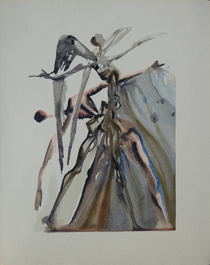 Salvador DALI : Les Négligents - Bois gravé original
