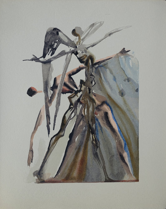 Salvador DALI : Les Négligents - Bois gravé original