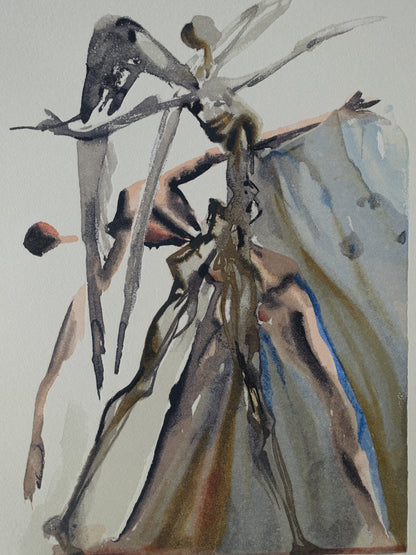 Salvador DALI : Les Négligents - Bois gravé original