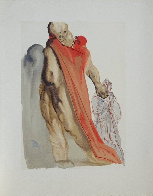 Salvador DALI : Les reproches de Virgile - Bois gravé original