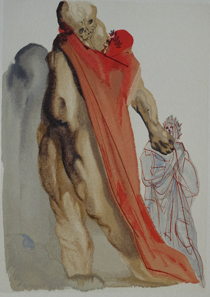 Salvador DALI : Les reproches de Virgile - Bois gravé original