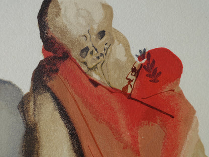 Salvador DALI : Les reproches de Virgile - Bois gravé original