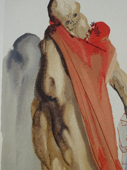 Salvador DALI : Les reproches de Virgile - Bois gravé original