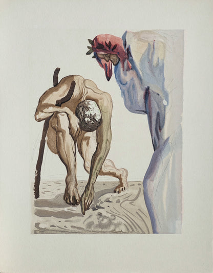 Salvador DALI : Les princes de la vallée fleurie - Bois gravé original