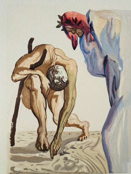 Salvador DALI : Les princes de la vallée fleurie - Bois gravé original