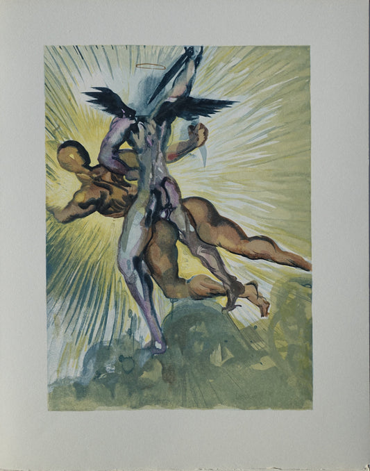 Salvador DALI : Les anges de la vallée - Bois gravé original