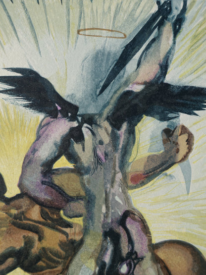 Salvador DALI : Les anges de la vallée - Bois gravé original