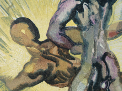 Salvador DALI : Les anges de la vallée - Bois gravé original