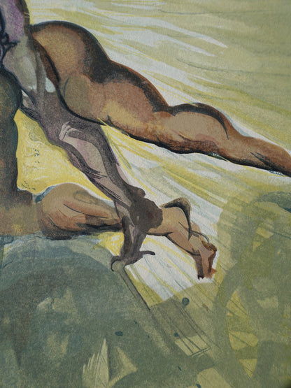 Salvador DALI : Les anges de la vallée - Bois gravé original