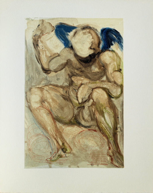 Salvador DALI : L'Ange de Misericorde - Bois gravé original