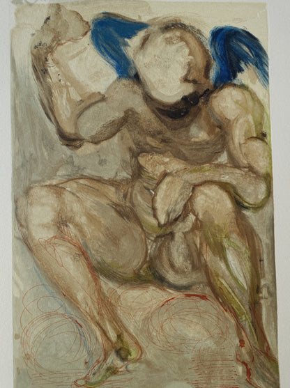 Salvador DALI : L'Ange de Misericorde - Bois gravé original
