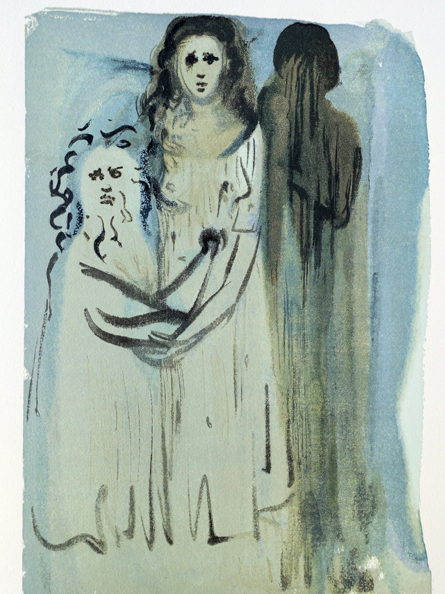 Salvador DALI : Dans la fumée des coléreux - Bois gravé original
